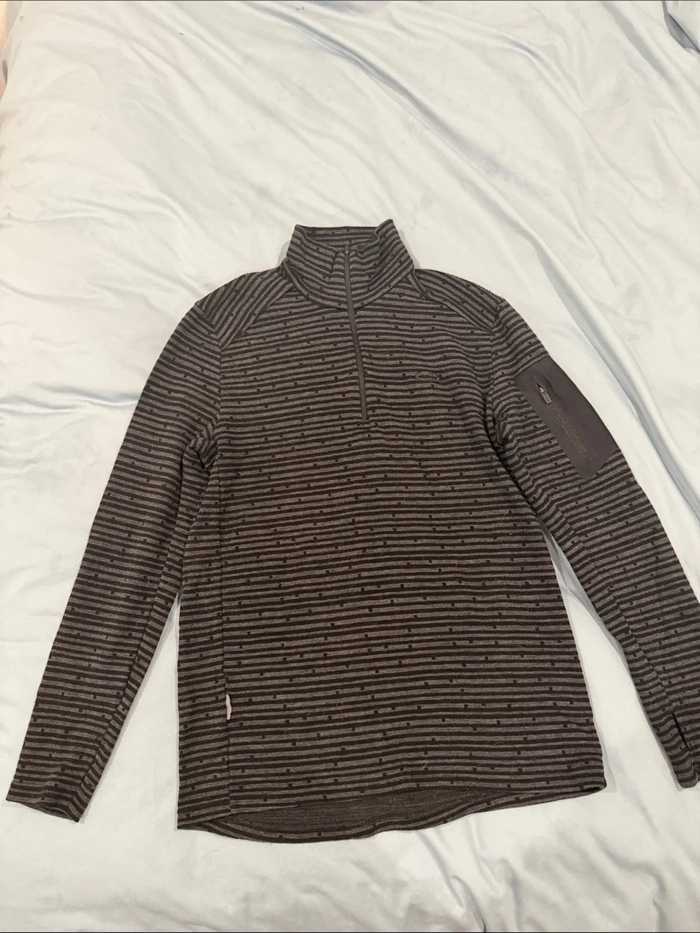 Icebreaker Men's Charcoal and Black Striped Half-Zip Sweater